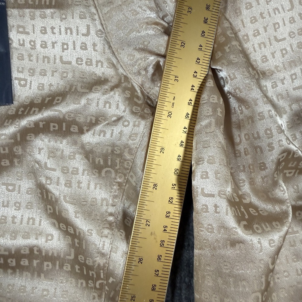 Platini Jeans Cougar Monogram Print Bootcut Jeans Womens 27 Cream NWT - Picture 5 of 9